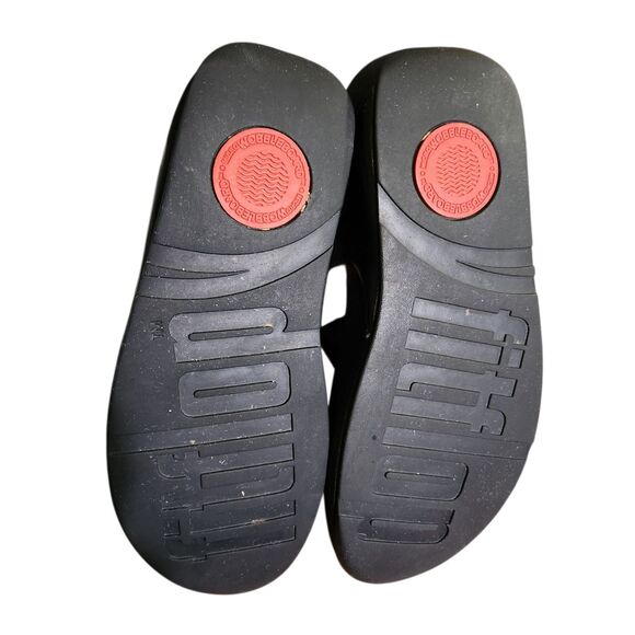 Fitflop Sarna Sandal AD3-090 Black Leather Hook & Loop Closure Womens Size 7 - Picture 8 of 10